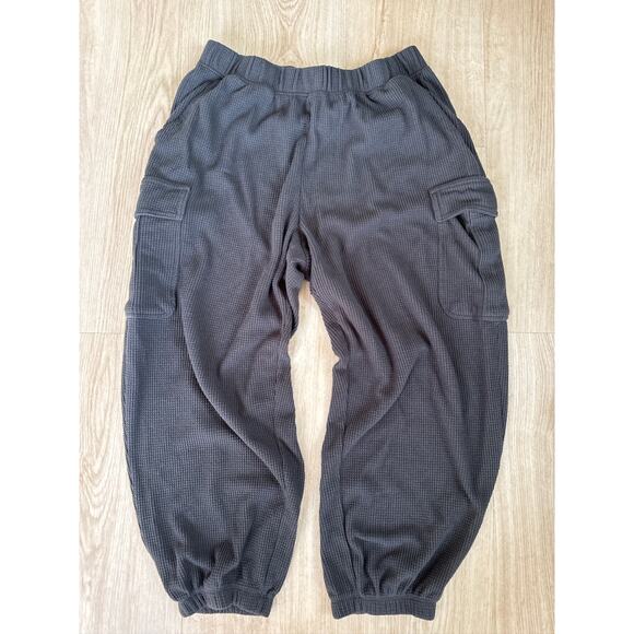 Aerie Pants - Aerie Waffle Knit Cargo Jogger Gray Size Large